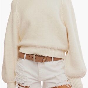 Free People Riley Mock Neck Cream Sweater